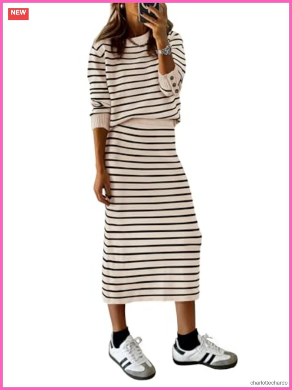 2 Piece Ribbed Knit Sweater Skirt Set Bodycon Midi Pencil Lounge